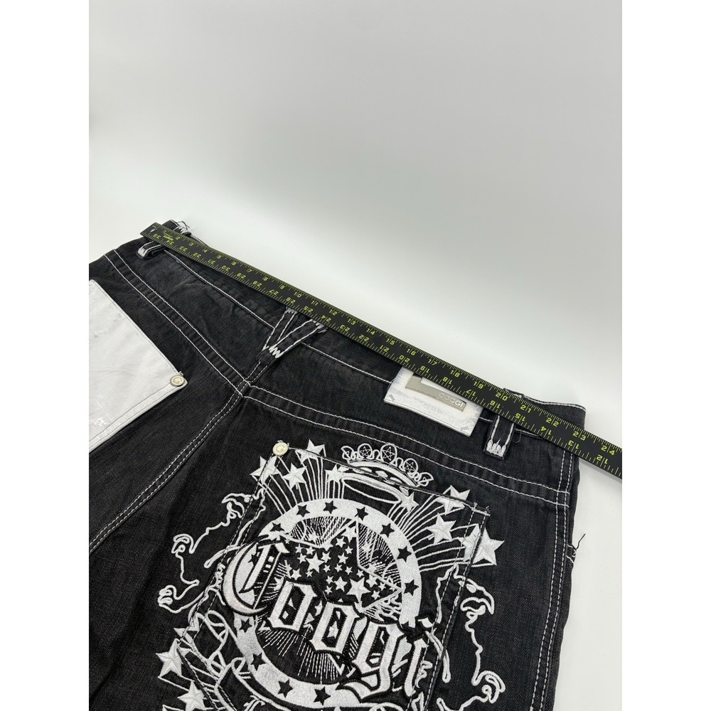 VNTG 90's Y2K Coogi Jeans Men Gray Embroidered Baggy Genuine Leather 46X27 - Picture 10 of 10